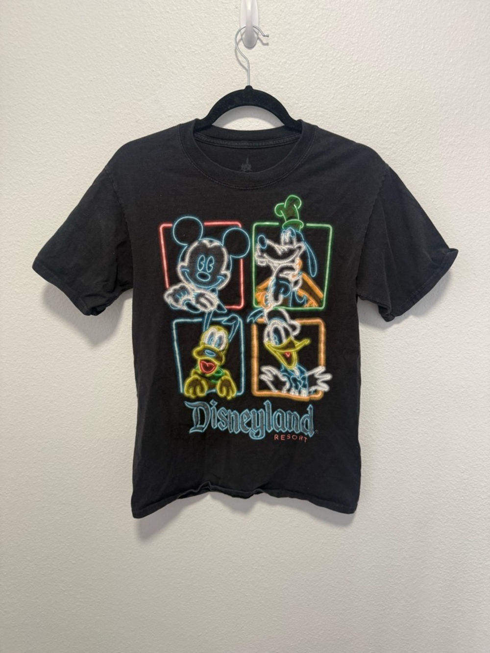 Disneyland Black Neon Character T-Shirt Size Small